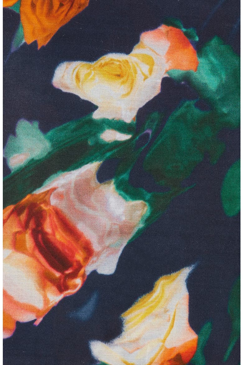 Navy & Fuchsia Floral Cotton Pocket Square, Alternate, color, NAVY
