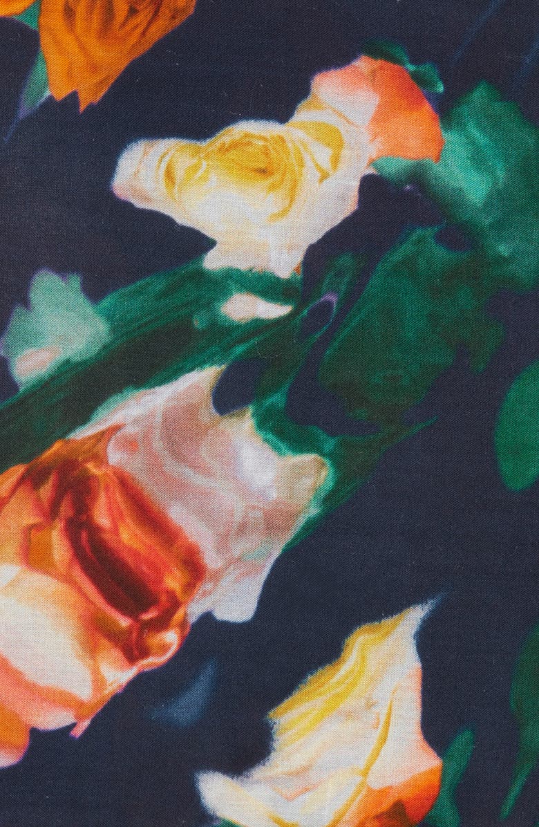 CLIFTON WILSON Navy & Fuchsia Floral Cotton Pocket Square, Alternate, color, Navy