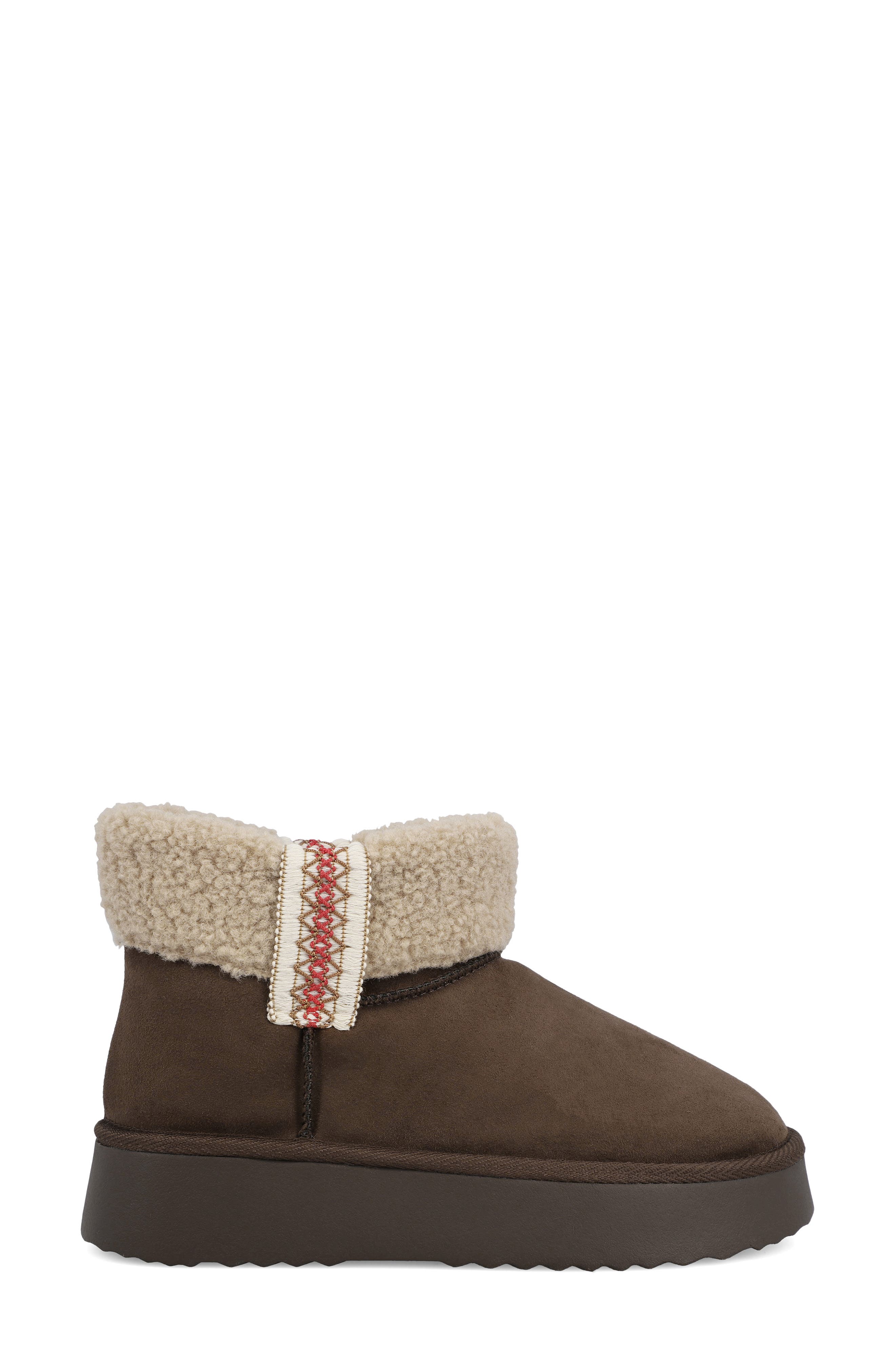 Iceland Faux Shearling Platform Bootie, Alternate, color, CHOCOLATE