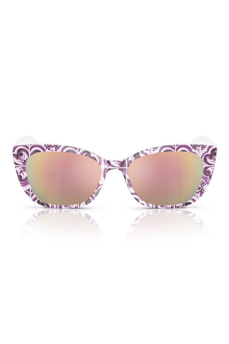 49mm Small Cat Eye Sunglasses, Main, color, VIOLET MAIOLICA / GREY PINK