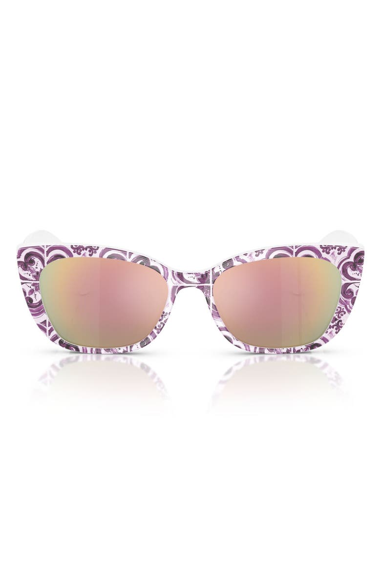 Dolce&Gabbana 49mm Small Cat Eye Sunglasses, Main, color, Violet Maiolica / Grey Pink