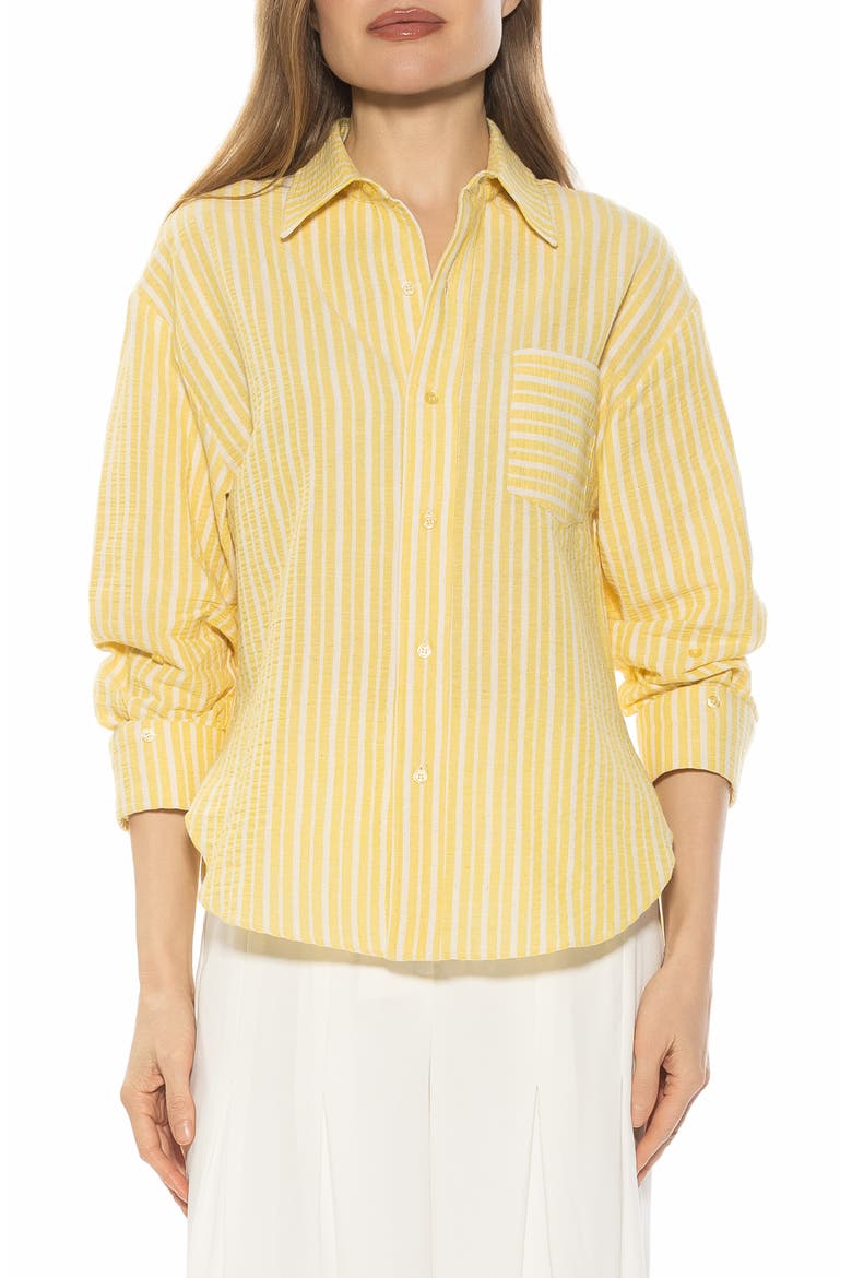 Tammi Oversize Button-Up Shirt, Main, color, YELLOW STRIPE