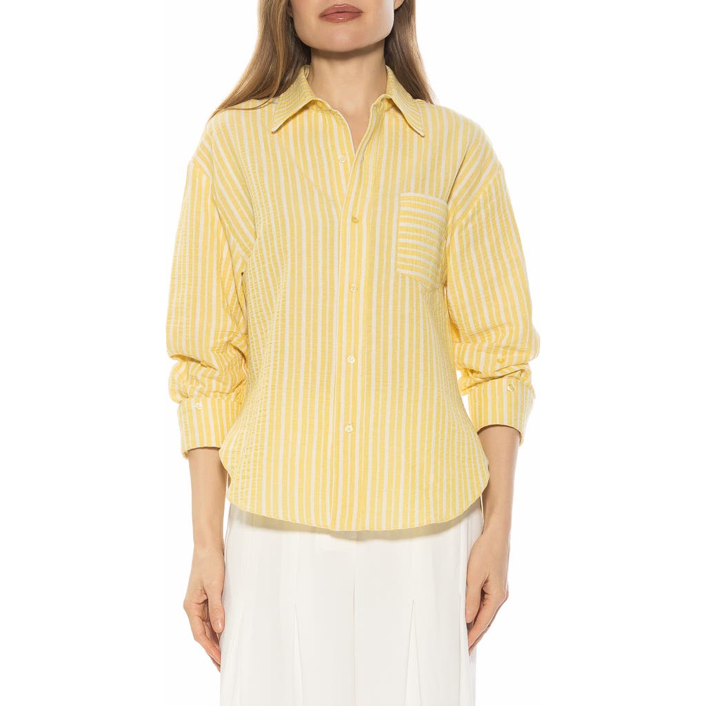 Alexia Admor Tammi Oversize Button-up Shirt In Yellow
