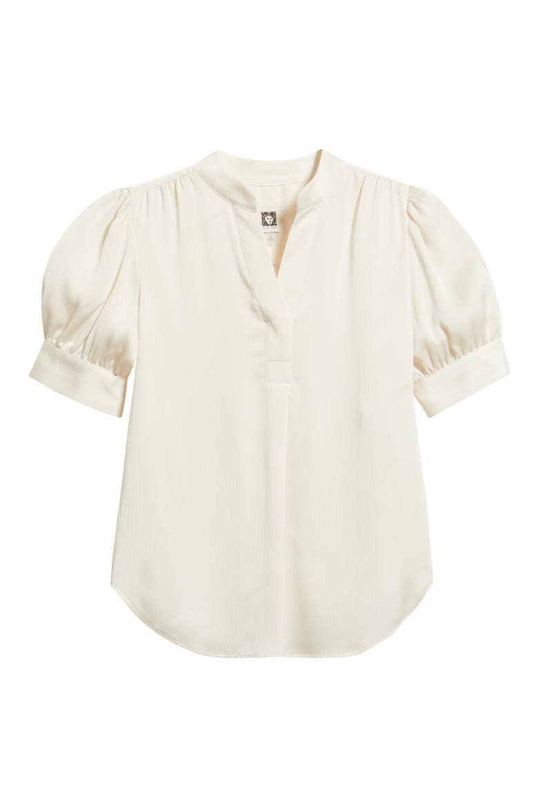 Puffed Sleeve Y-Neck Top, Alternate, color, WHITE DOVE