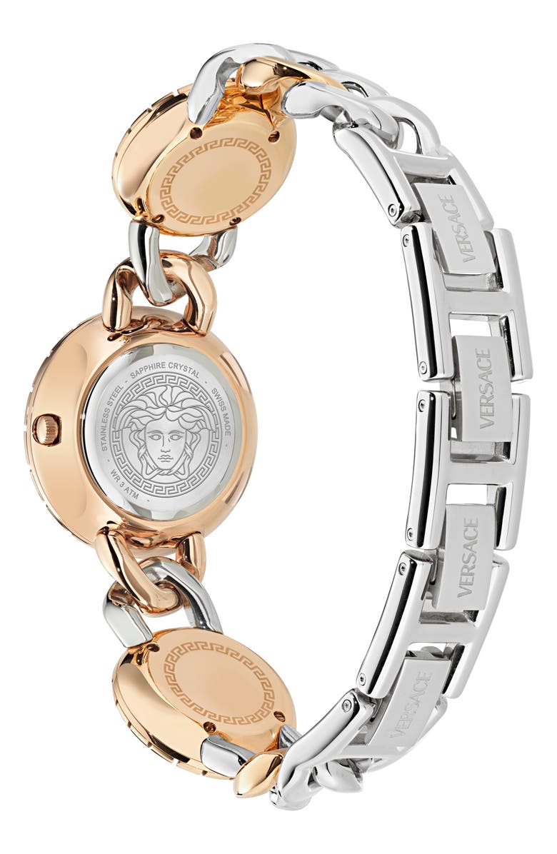 Versace La Greca Stud Icon Two-Tone Bracelet Watch, 28mm, Alternate, color, Two Tone