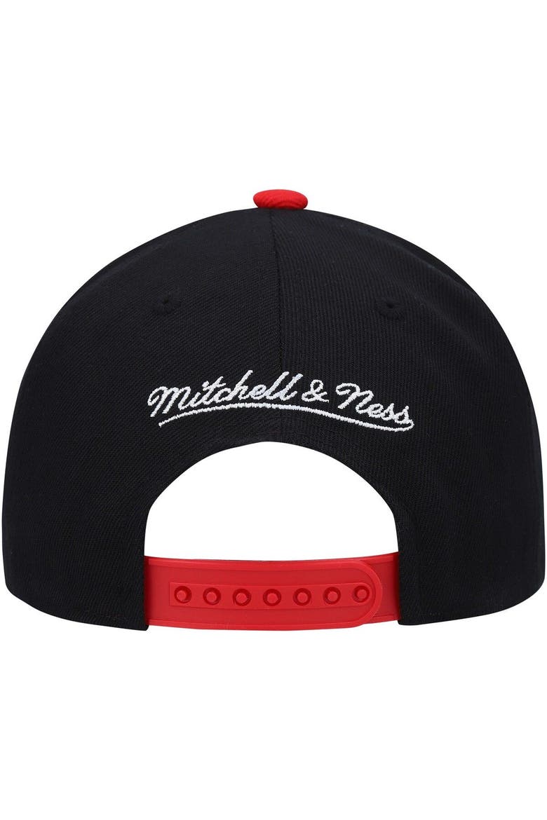 Youth Mitchell & Ness Black/Red UNLV Rebels Logo Bill Snapback Hat, Alternate, color, Black
