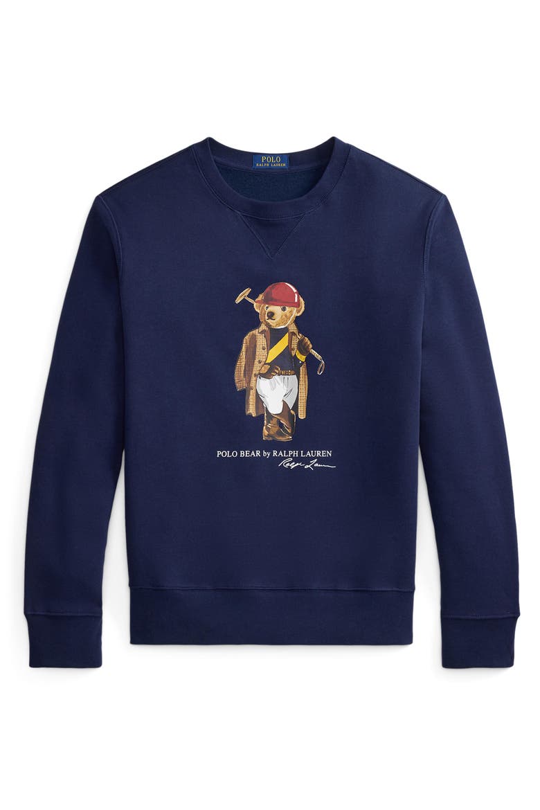Polo Bear Fleece Graphic Sweatshirt, Alternate, color, NEWPORT NAVY-SOCIETY BEAR