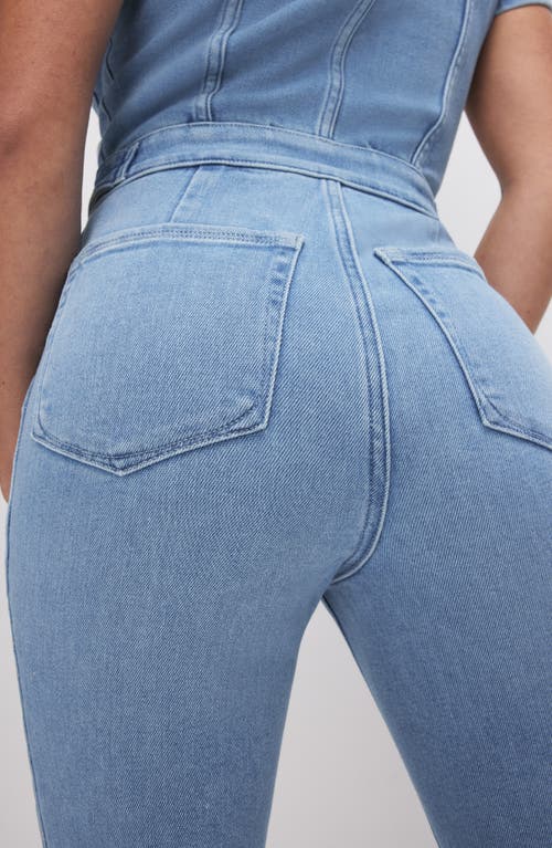 Good American Petite Fit For Success Denim Jumpsuit In Blue