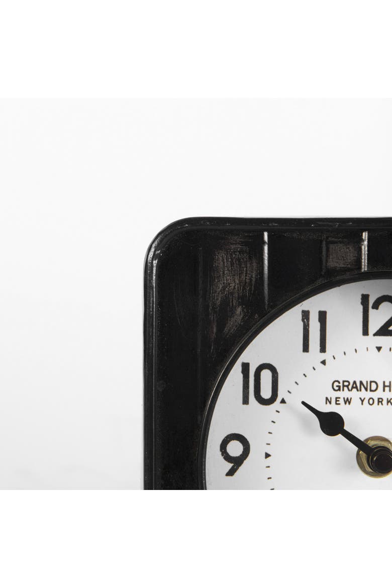 Karl Rustic Iron Rounded Square Table Clock, Alternate, color, Black