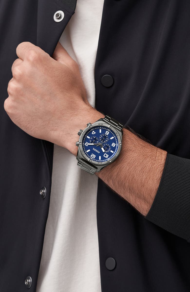 Fossil Brox Multifunction Bracelet Watch, 50mm, Alternate, color, Blue