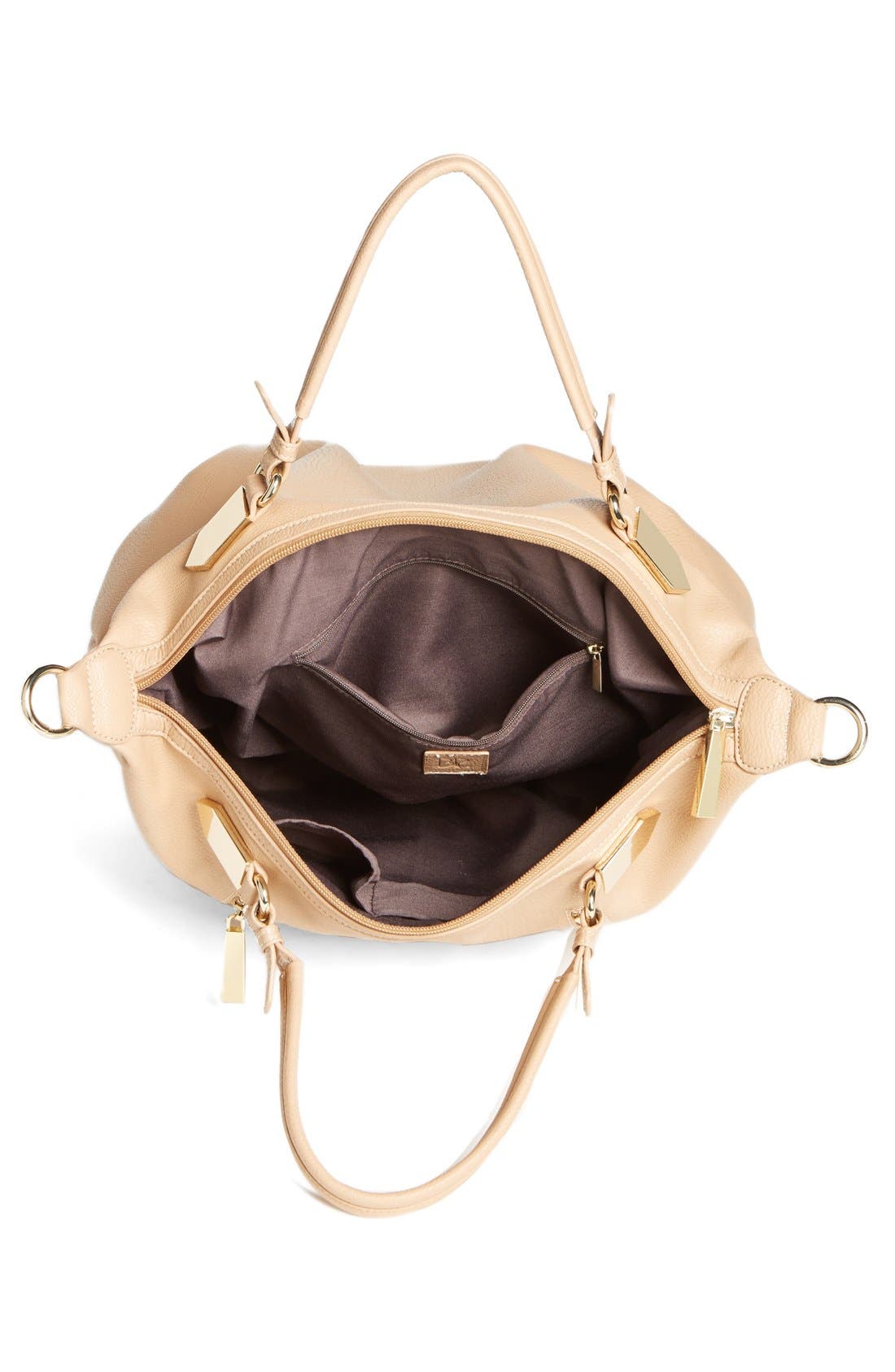 Zip Detail Slouchy Satchel, Alternate, color, NUDE