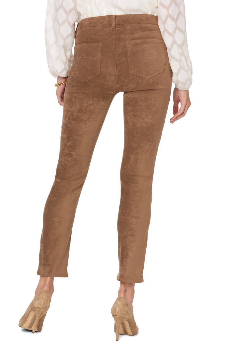 Alina Split Hem Faux Suede Ankle Skinny Jeans, Alternate, color, PORTABELLA