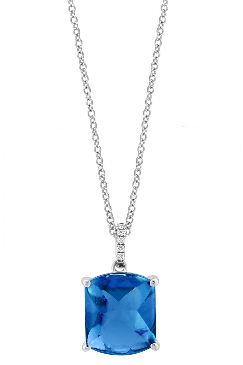 Diamond & Blue Topaz Pendant Necklace, Main, color, BLUE