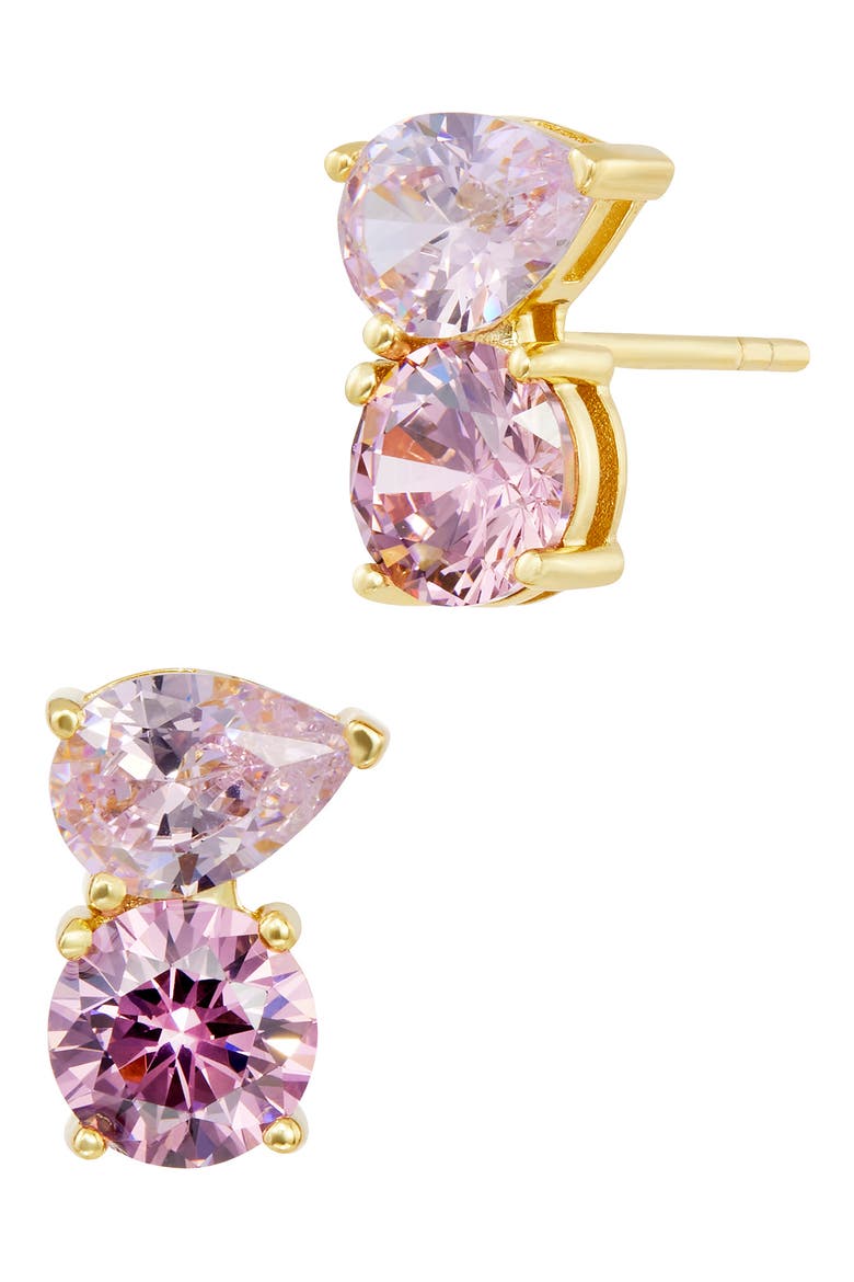 Cubic Zirconia Toi et Moi Stud Earrings, Main, color, PINK