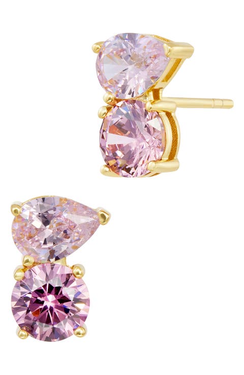 Cubic Zirconia Toi et Moi Stud Earrings