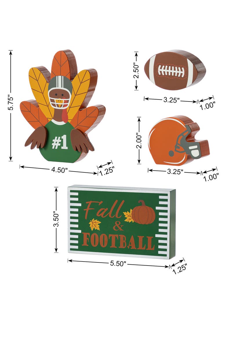 Glitzhome Set of 4 Thanksgiving Wooden Turkey Table Decor Set, Alternate, color, 