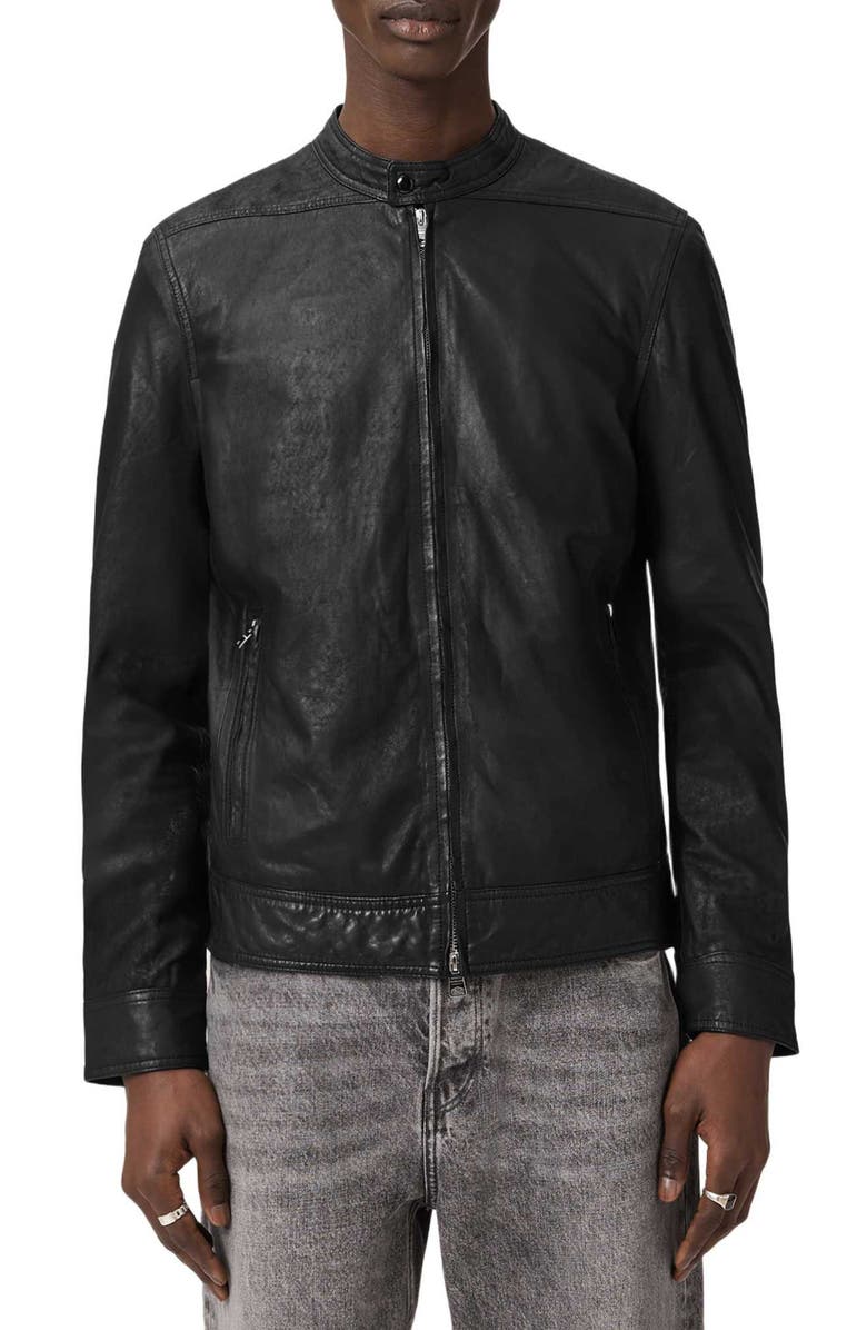 AllSaints Colt Leather Jacket, Main, color, Black
