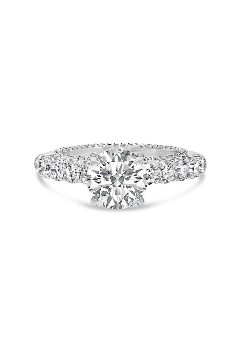 14K White Gold 3 1/5 Cttw Lab Grown Diamond Vintage Style Engagement Ring, Main, color, White