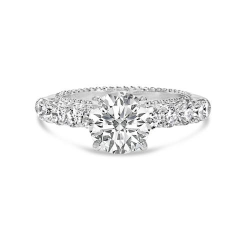 14K White Gold 3 1/5 Cttw Lab Grown Diamond Vintage Style Engagement Ring