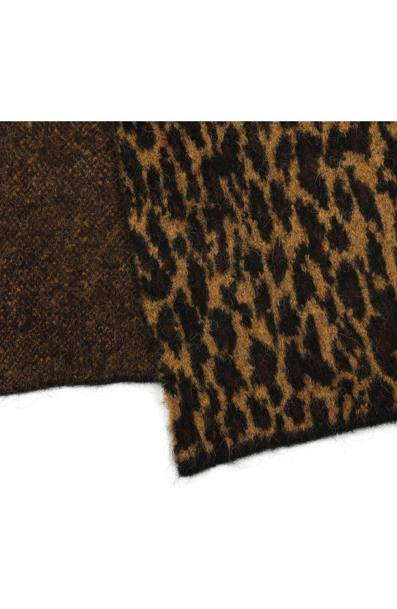 AllSaints Leopard Brushed Jacquard Knit Scarf, Alternate, color, 