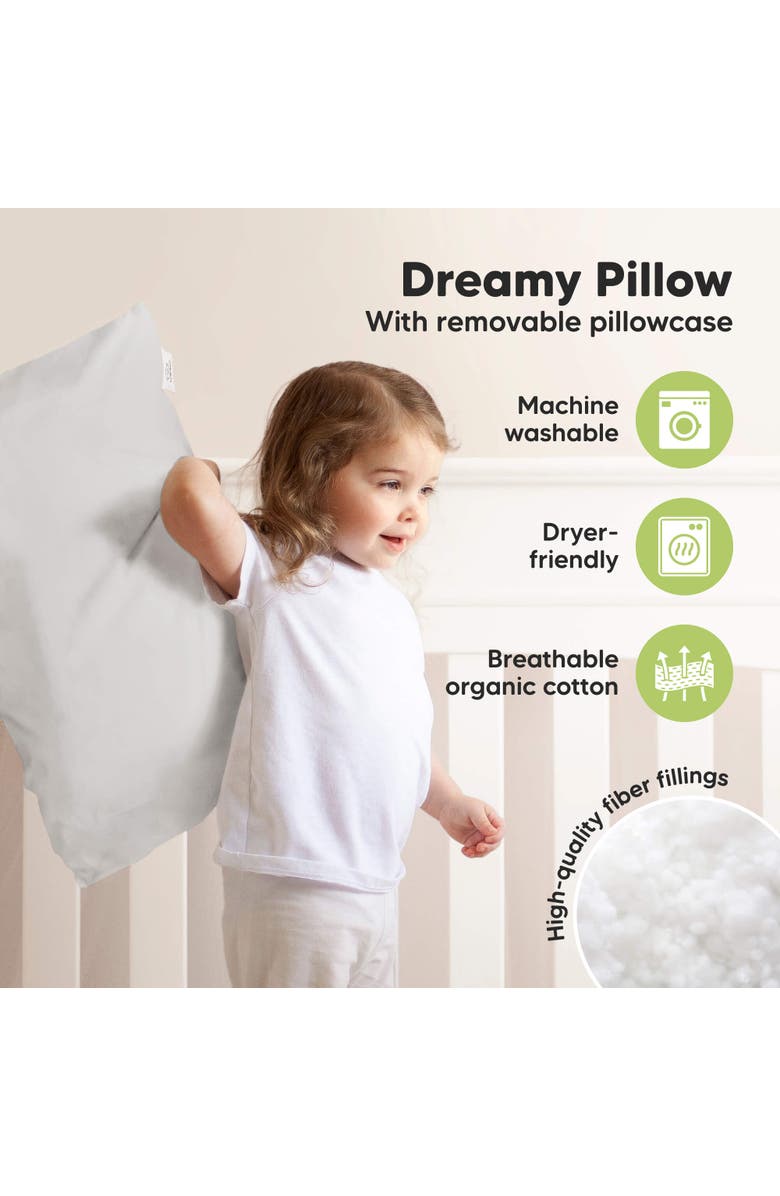 KeaBabies Jumbo Toddler Pillow with Pillowcase, Alternate, color, French Gray