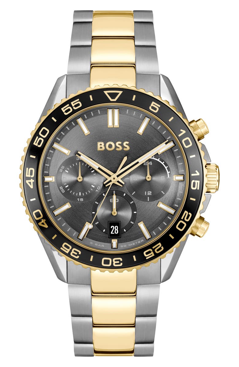 BOSS Runner Chronograph Bracelet Watch, 45mm, Main, color, Gray/Black