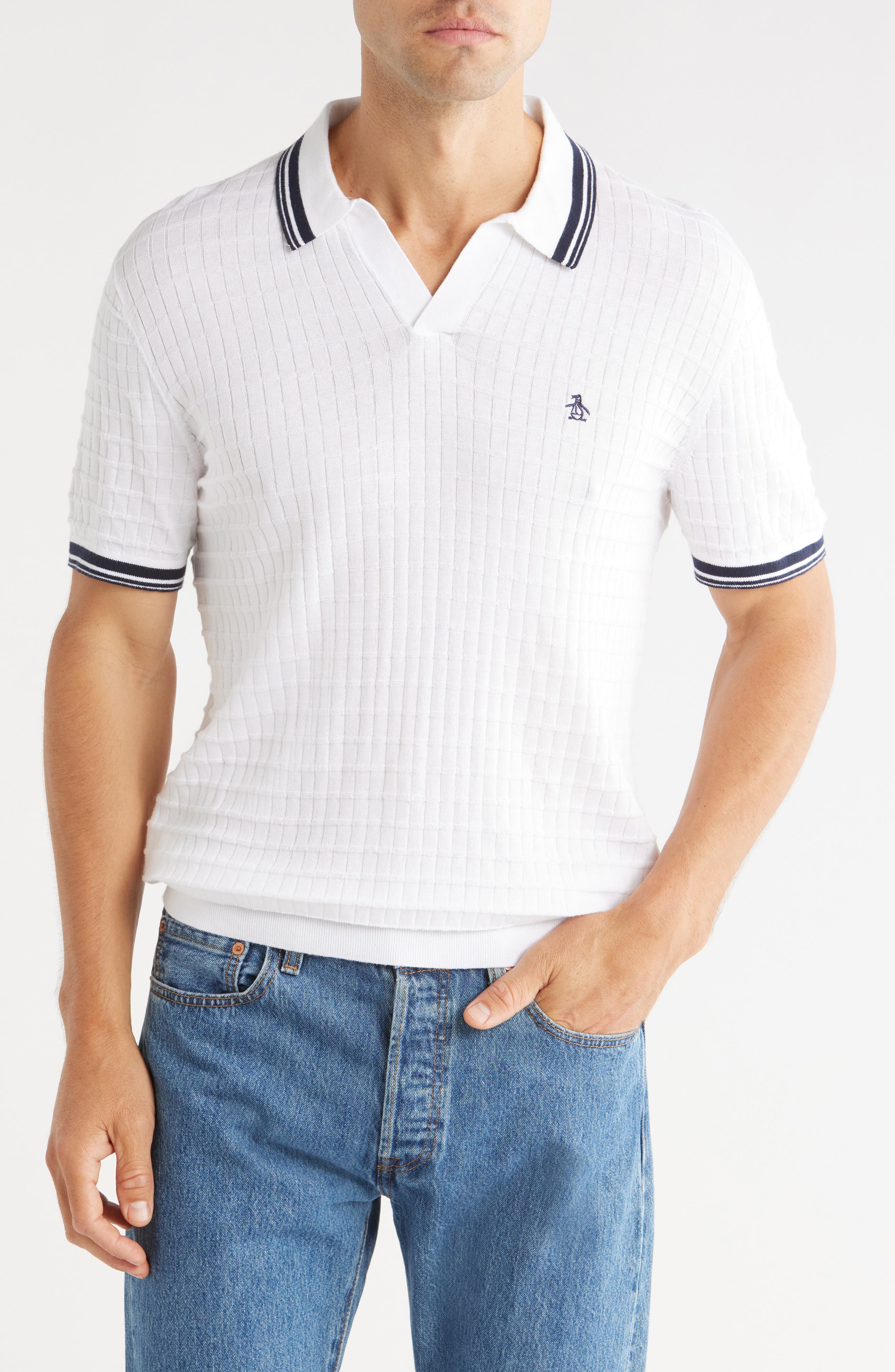 Original Penguin Cotton Grid Knit Polo