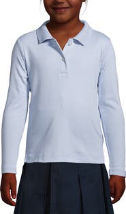 Lands' End School Uniform Girls Long Sleeve Feminine Fit Interlock Polo Shirt