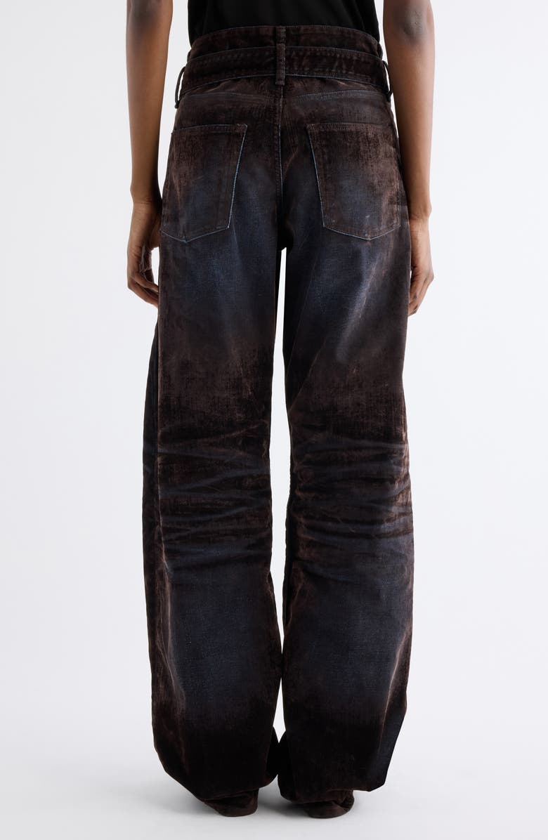Acne Studios Page Flocked Belted Jeans, Alternate, color, Brown/ Blue