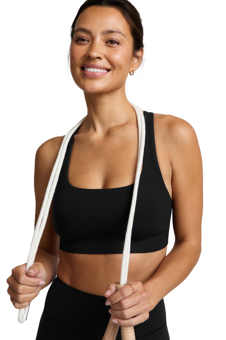 GlowZone Medium Impact Bra, Alternate, color, PITCH BLACK