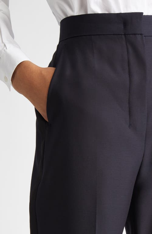 Max Mara Delfino Long Virgin Wool & Silk Flare Leg Trousers In Midnight Blue