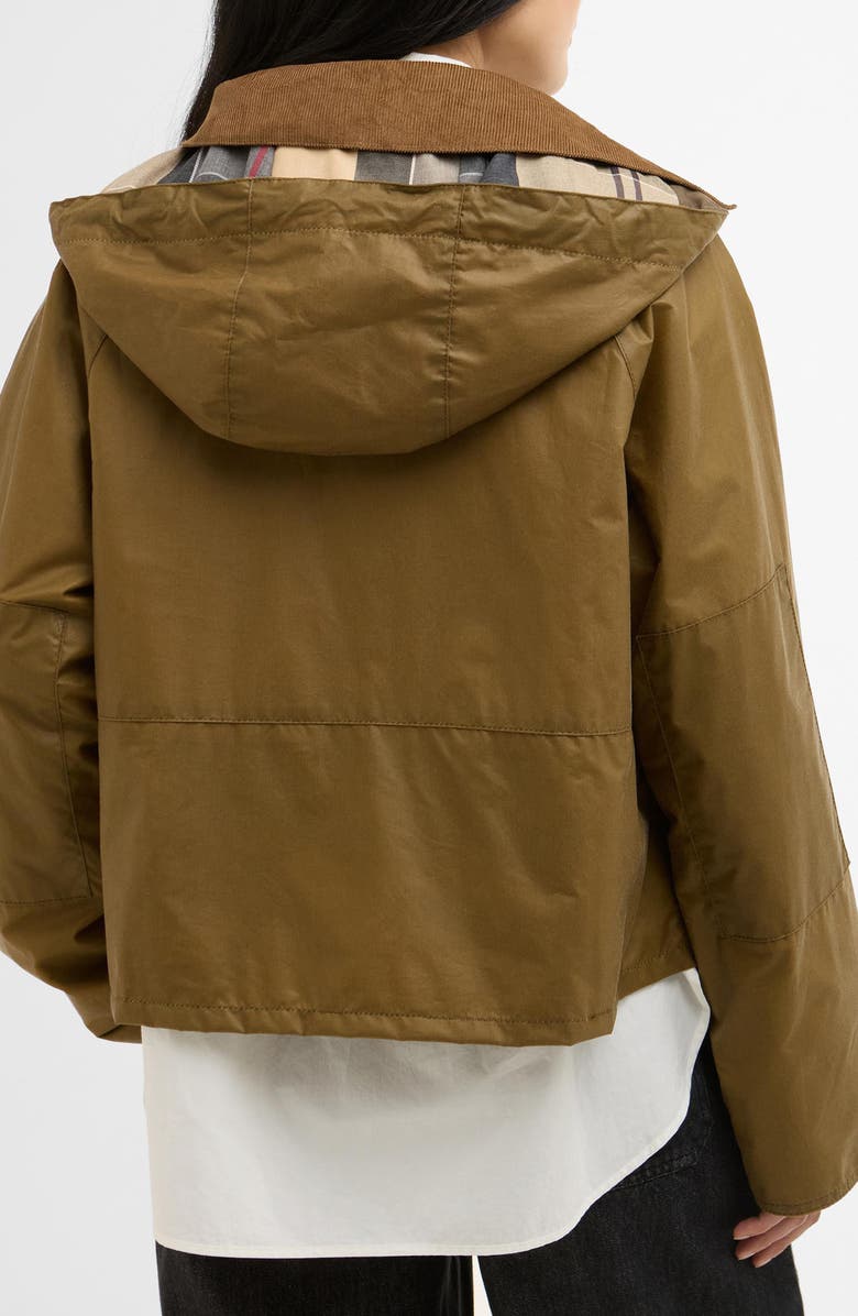 Barbour Liza Water Repellent Waxed Cotton Jacket with Removable Hood, Alternate, color, Sand/ Dress