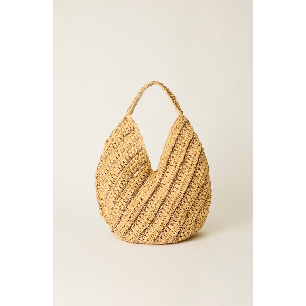 Btb Los Angeles Harper Striped Straw Hobo Bag In Gold