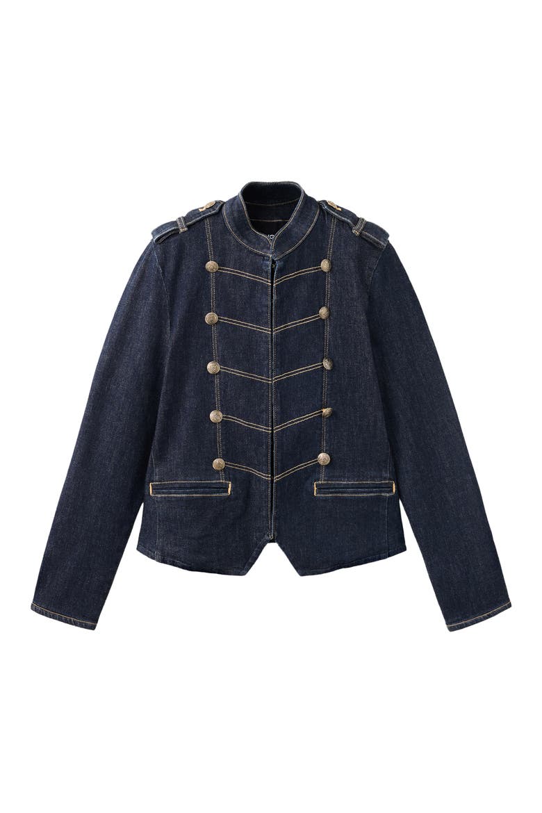 Candela Frog Fastening Denim Jacket, Alternate, color, OPEN BLUE