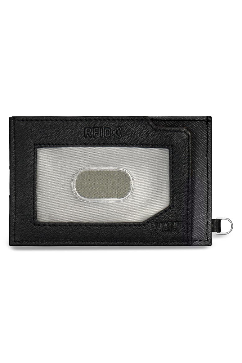Iconic Leather Card Case, Alternate, color, BLACK/ BLACK