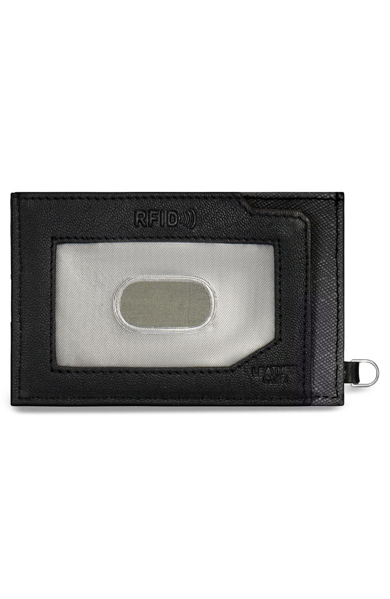 CHAMPS Iconic Leather Card Case, Main, color, Black/ Black