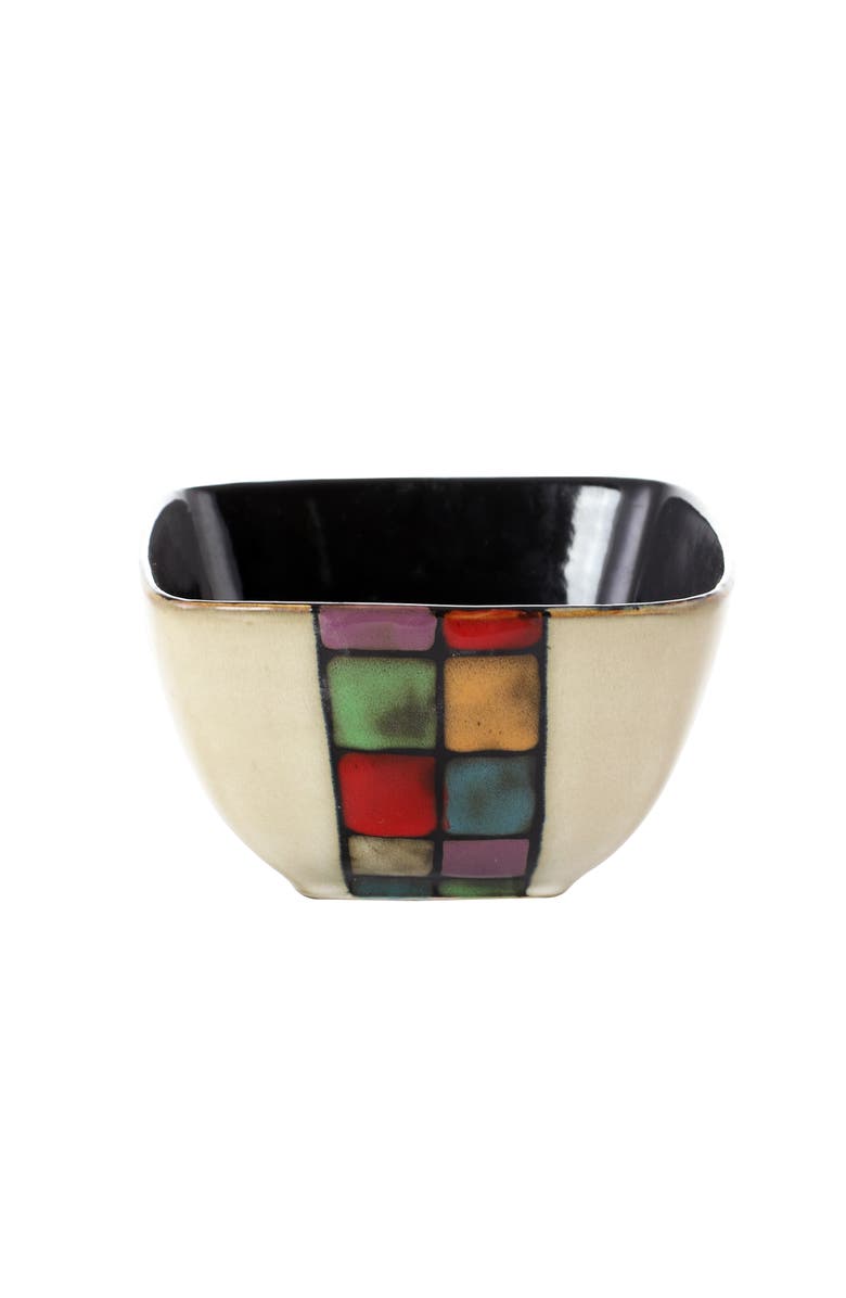 Elama Color Melange 16 Piece Multicolo Square Stoneware Dinnerware Set, Alternate, color, Beige