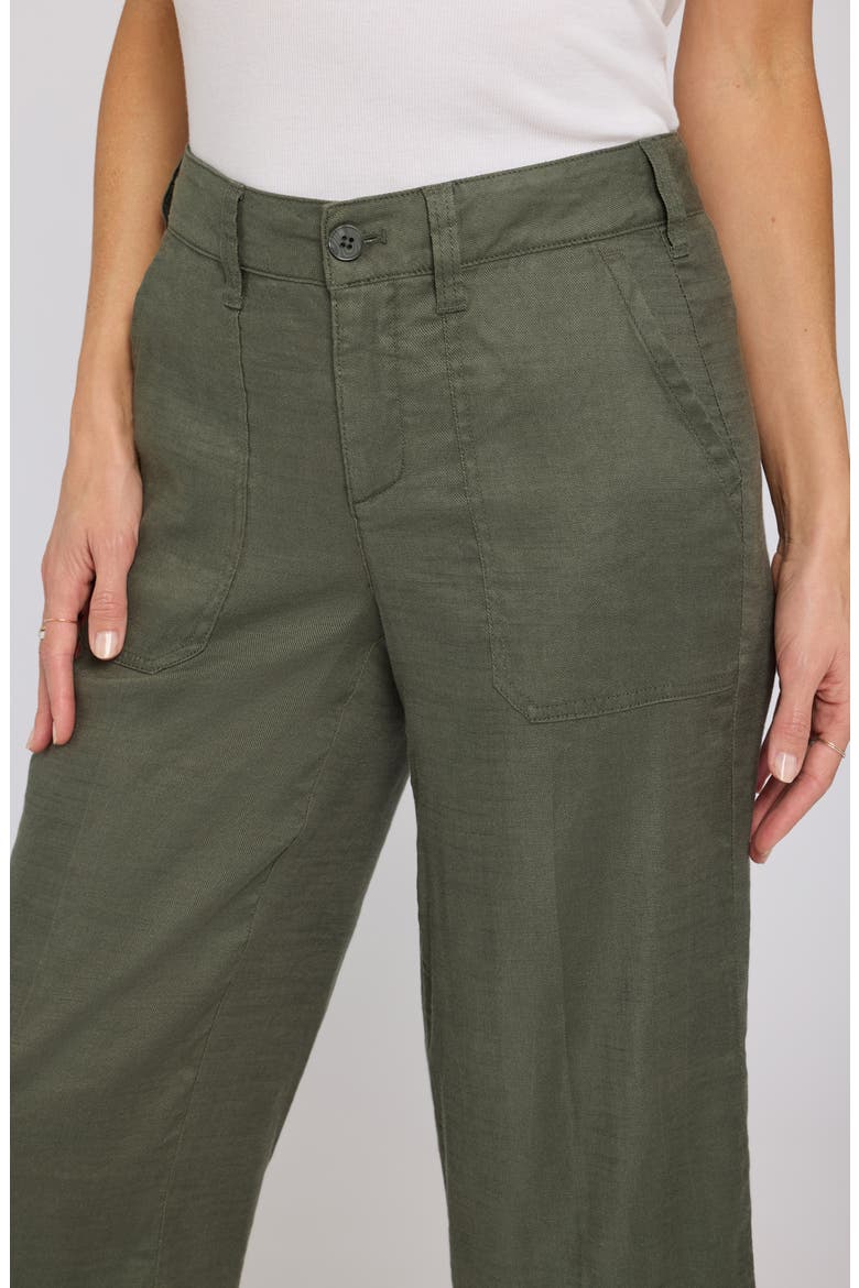 Wide Leg Crop Linen Blend Pants, Alternate, color, DESERT GREEN
