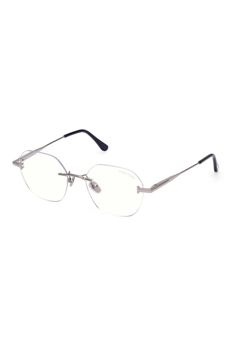 52mm Geometric Optical Glasses, Alternate, color, LIGHT RUTHENIUM / NAVY BLUE