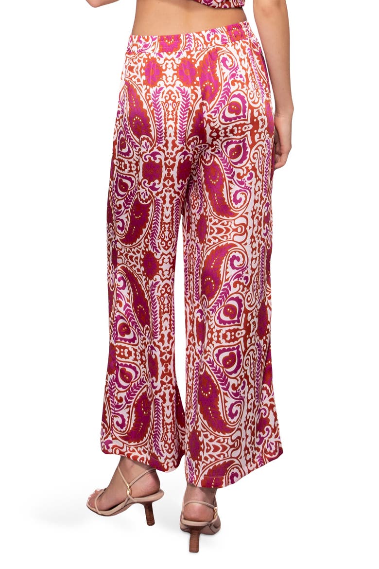 Satin Wide Leg Pants, Alternate, color, IVORY RED PAISLEY