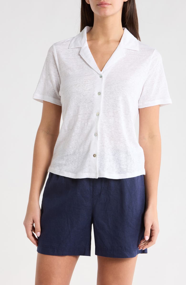 Tommy Bahama Linnea Linen Camp Shirt, Main, color, White