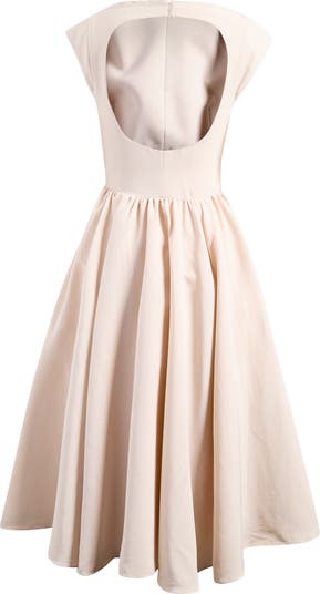 Debutante Open Back Satin Midi Dress