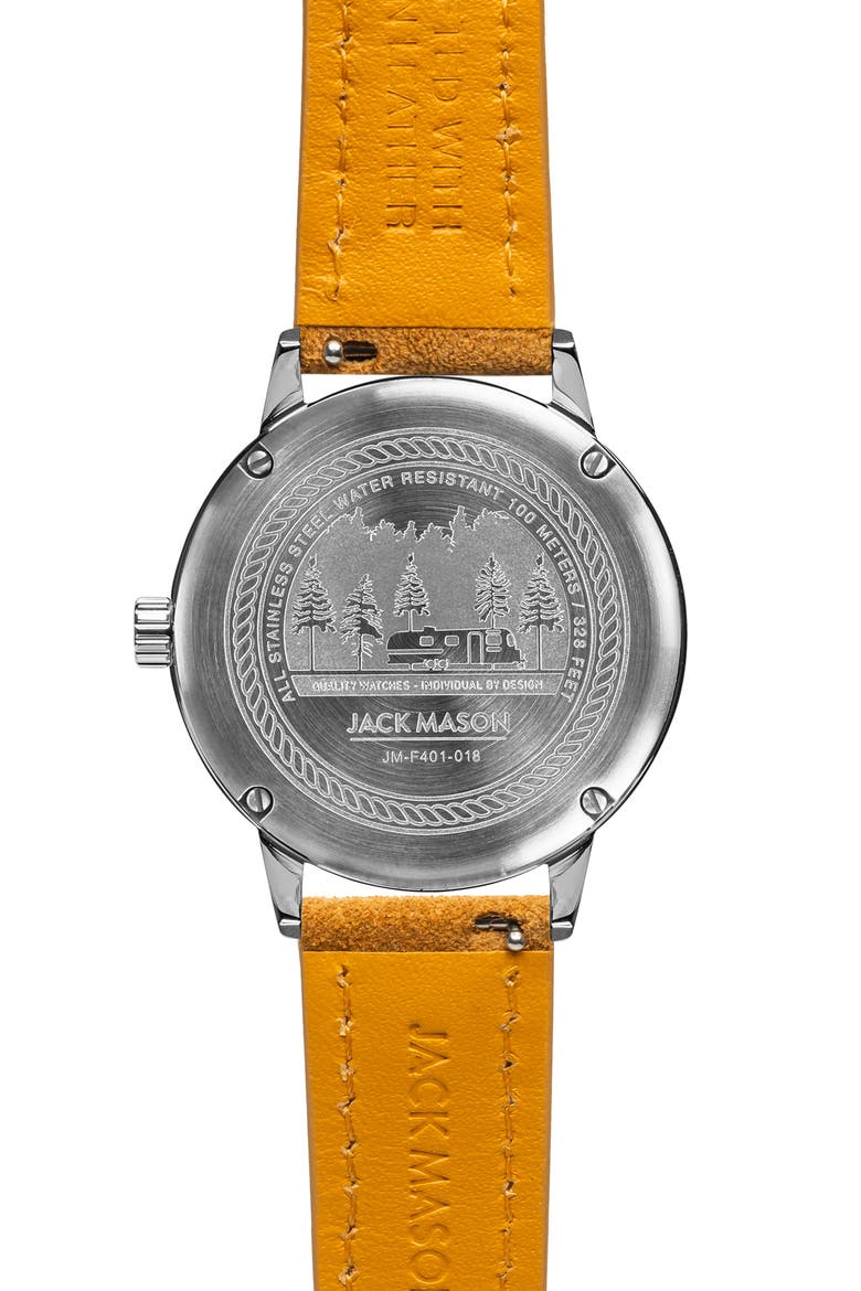 Field Sub Second Leather Strap Watch, 38mm, Alternate, color, NAVY/ BROWN