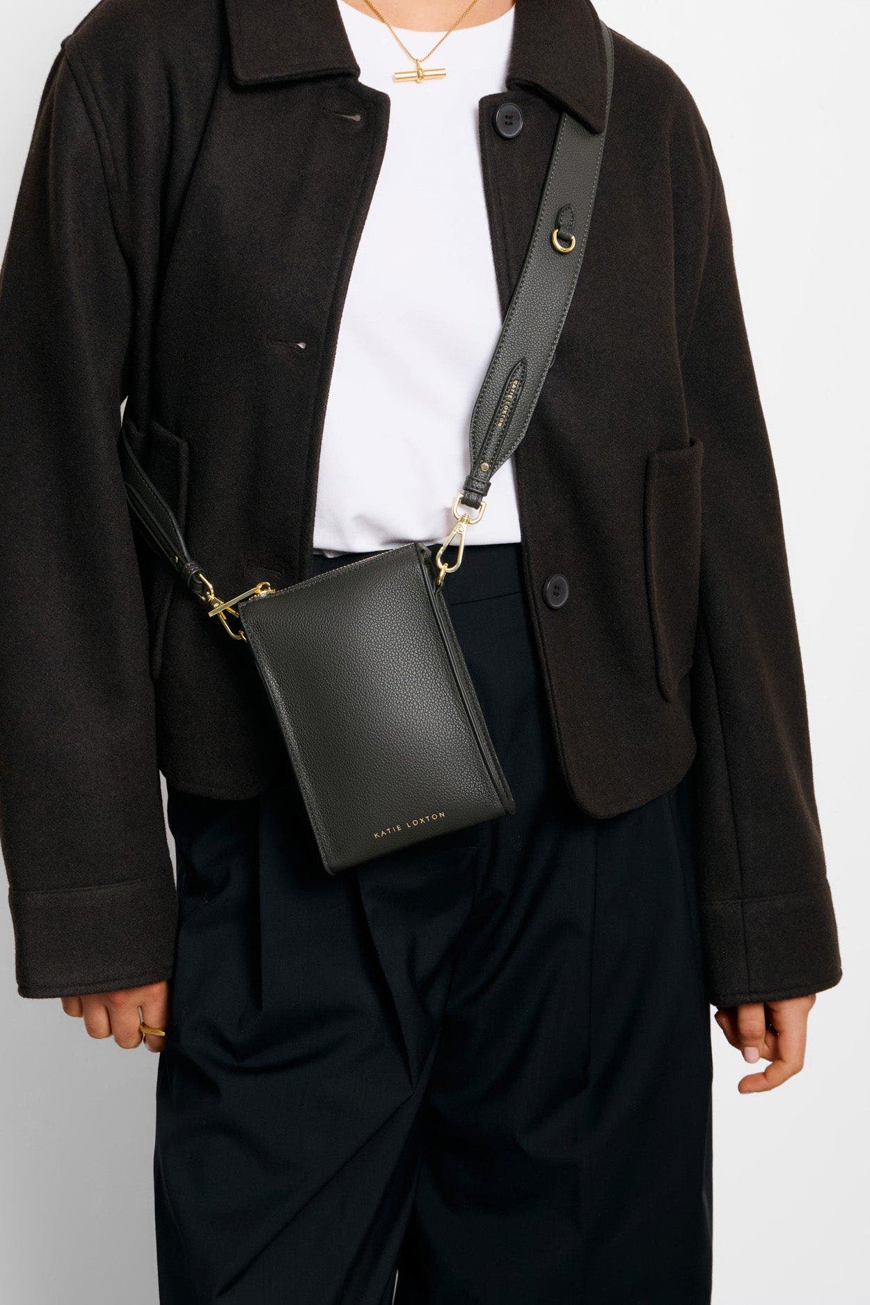 Katie Loxton Avery Slim Crossbody Bag, Alternate, color, Graphite Green