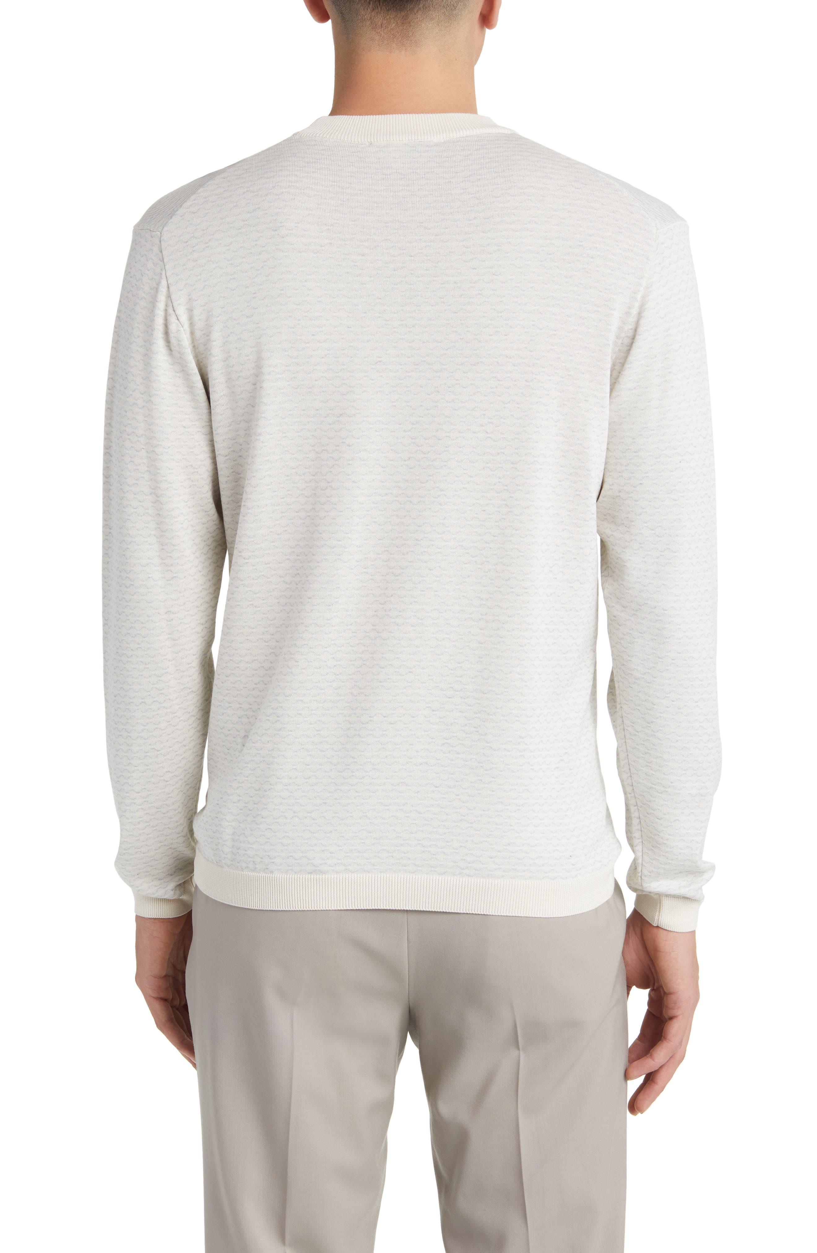 Bartholomew Geo Pattern Cotton & Silk Crewneck Sweater - image 2