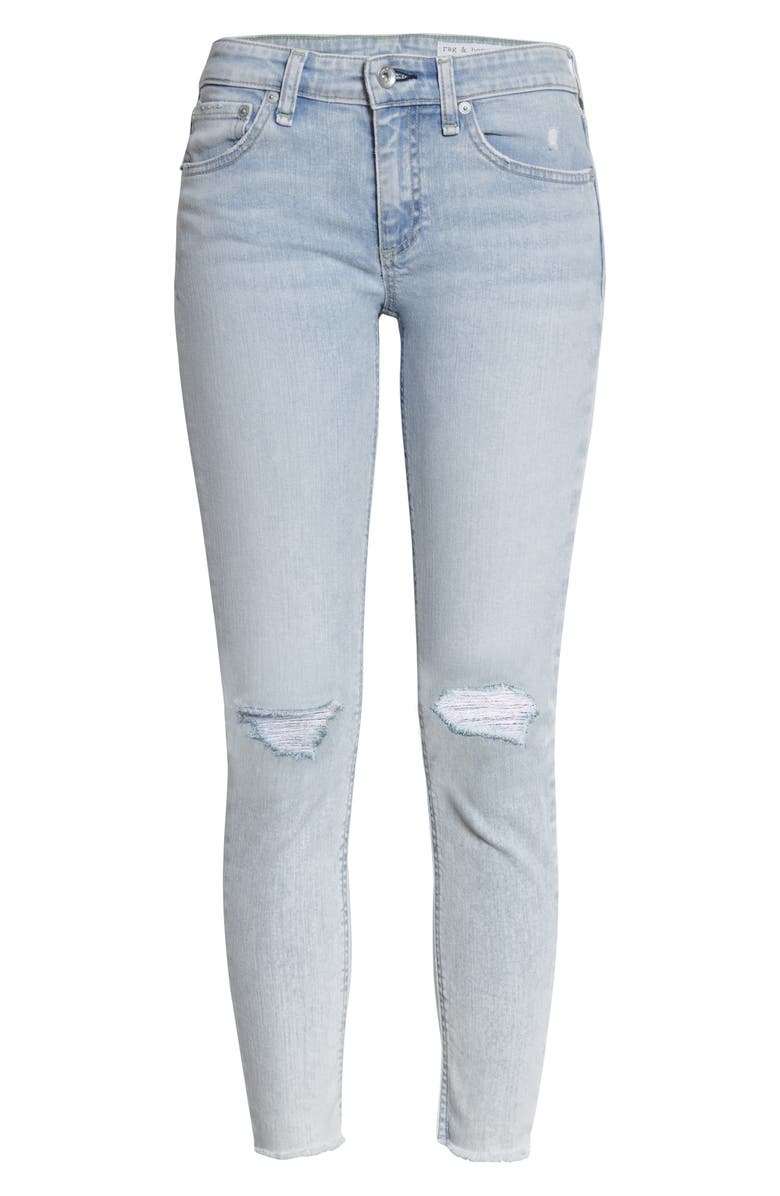 rag & bone Cate Ripped Frayed Ankle Skinny Jeans, Alternate, color, Montauk