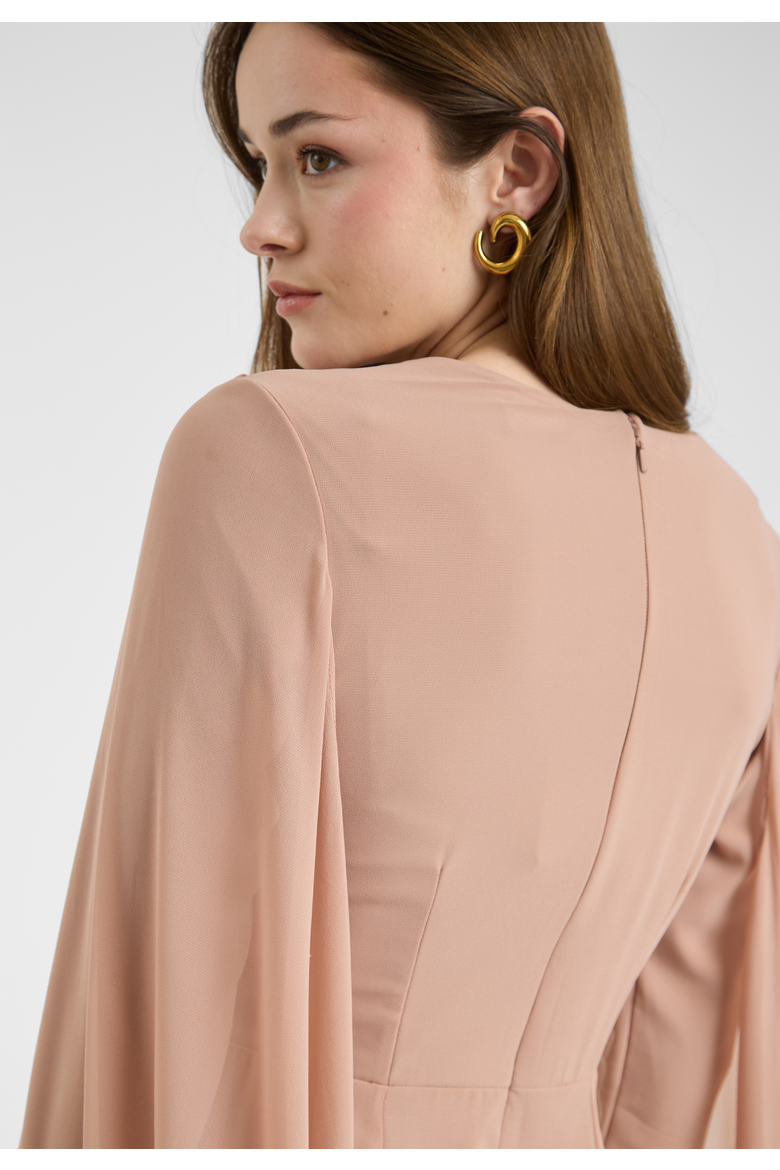 Modest Chiffon Dress Maxi With Wrap Style Top, Alternate, color, TAUPE BLUSH