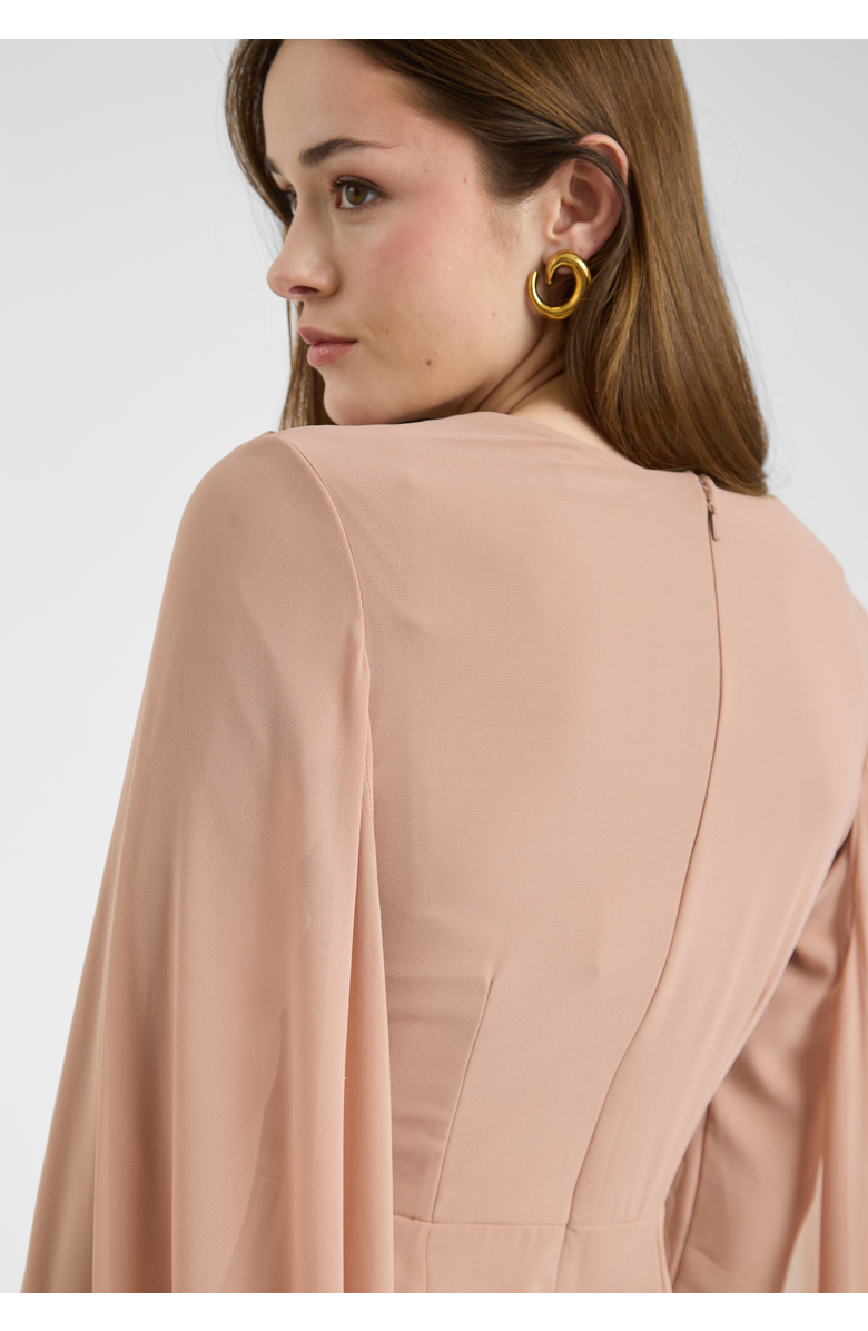 MARYISA Modest Chiffon Dress Maxi With Wrap Style Top, Alternate, color, Taupe Blush