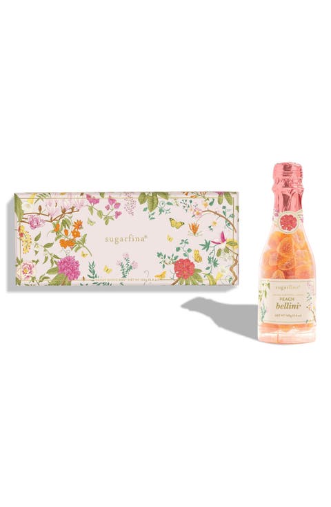 Garden Party 3-Piece Candy Bento Box & Peach Bellini Celebration Bottle Set