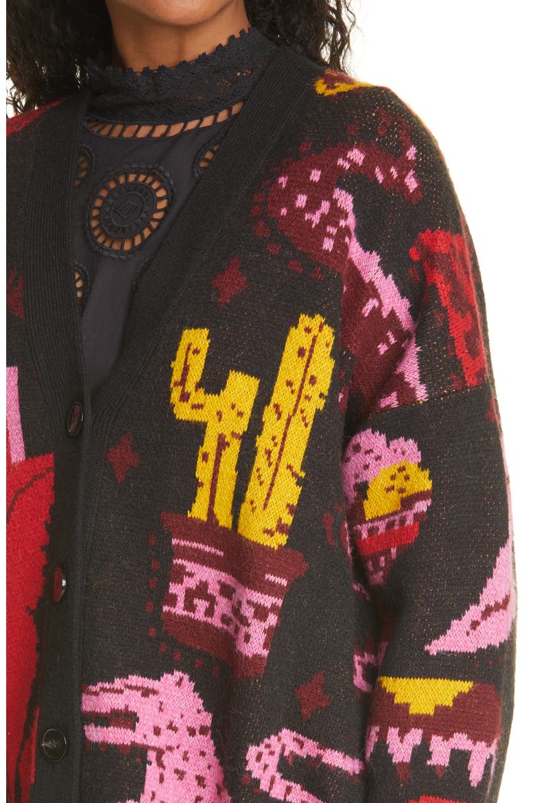 Black Tropical Magic Cardigan, Alternate, color, BLACK